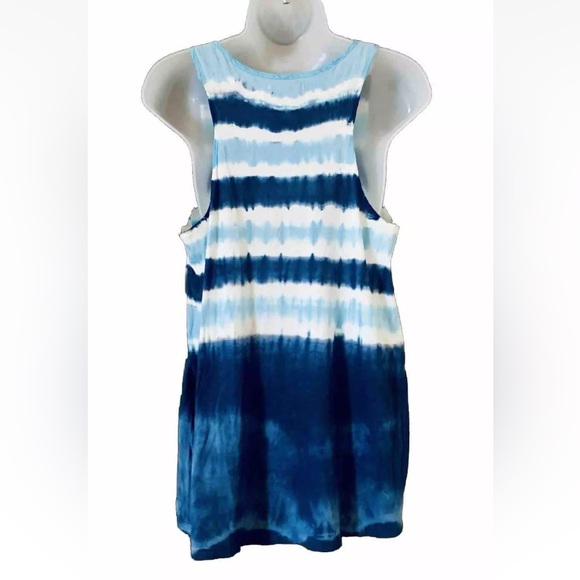 Anthropologie Ben and Lucia Blue Aurora Silk and Cotton Tie-dye Tank Size S - Picture 2 of 8